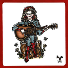 Load image into Gallery viewer, American traditional tattoo flash Dolly Parton watercolor painting.
