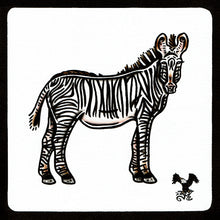 Load image into Gallery viewer, American traditional tattoo flash wildlife illustration Grevy&#39;s Zebra ink and watercolor painting.
