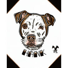 Load image into Gallery viewer, American traditional tattoo flash Pitbull dog Pet Portrait watercolor painting commission.
