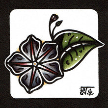 Load image into Gallery viewer, Ameerican traditional tattoo flash Morning Glory Flower watercolor painting.
