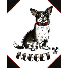 Load image into Gallery viewer, American traditional tattoo flash dog Pet Portrait watercolor painting commission.
