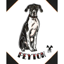 Load image into Gallery viewer, American traditional tattoo flash Great Dane dog Pet Portrait watercolor painting commission.
