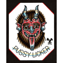 Load image into Gallery viewer, American traditional tattoo flash Pussy Licker Devil Head. watercolor illustration painting.
