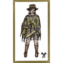 Load image into Gallery viewer, American traditional tattoo flash vaquero the woman with no name pinup watercolor painting.

