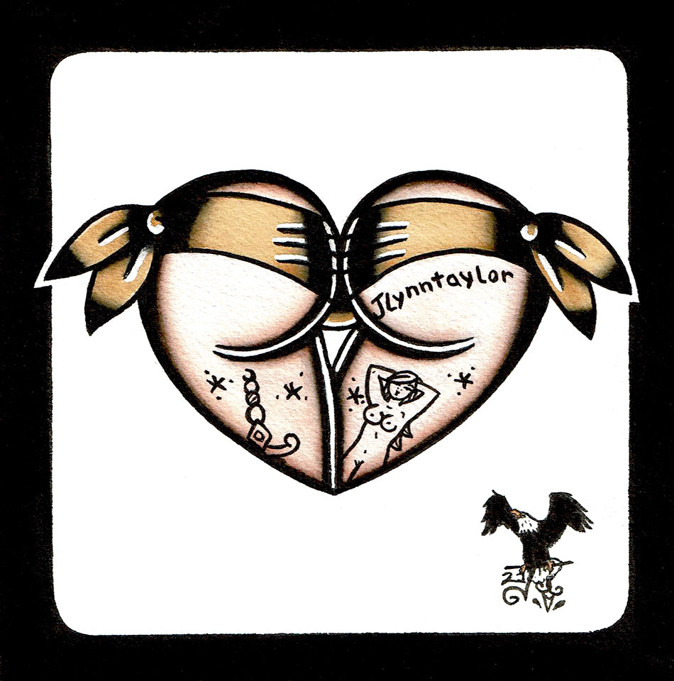 Yellow Scrunch Butt Heart Original Painting