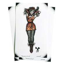 Load image into Gallery viewer, American traditional tattoo flash Scarecrow Pinup watercolor print.
