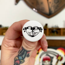 Load image into Gallery viewer, American traditional tattoo flash Scrunch Butt Heart booty Pin-back button.
