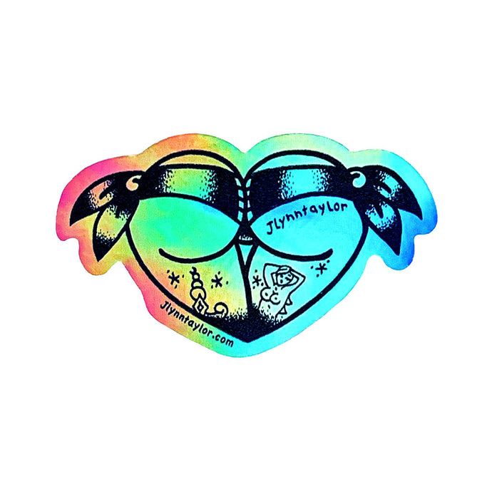 American traditional tattoo flash Rainbow Foil Scrunch Butt Heart Booty Heart stickers.