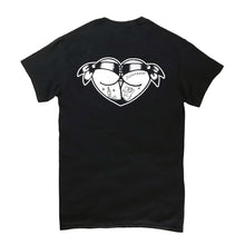 Load image into Gallery viewer, Tattoo style booty heart logo tee shirt.
