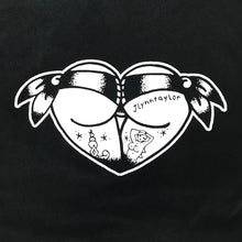 Load image into Gallery viewer, Tattoo style booty heart logo tee shirt.
