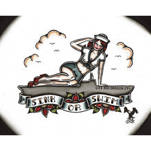 Load image into Gallery viewer, American Traditional tattoo flash Navy Pinup commissioned watercolor painting.

