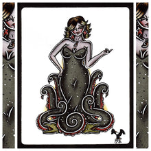 Load image into Gallery viewer, American Traditional Ursula Pinup Tattoo Flash painting.
