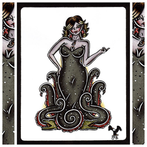 American Traditional Ursula Pinup Tattoo Flash painting.