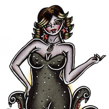 Load image into Gallery viewer, American Traditional Ursula Pinup Tattoo Flash painting.

