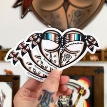 Load image into Gallery viewer, American Traditional tattoo flash Serape Scrunch Butt Booty Heart watercolor sticker.
