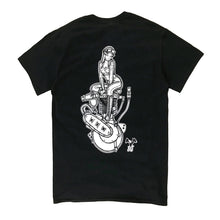 Load image into Gallery viewer, Tattoo style Harley single cylinder engine pinup tee shirt.
