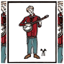 Load image into Gallery viewer, American Traditional tattoo flash sexy traditional banjo player David Stringbean Akeman spitshade painting.
