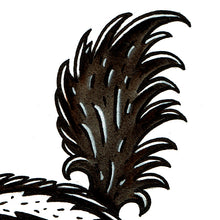 Load image into Gallery viewer, American traditional tattoo flash wildlife illustration Striped Skunk ink and watercolor painting.

