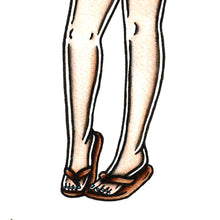 Load image into Gallery viewer, American Traditional tattoo flash Sundress Pinup watercolor painting.
