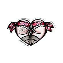 Load image into Gallery viewer, American Traditional tattoo flash Valentine Sweetheart Scrunch Butt Booty Heart watercolor sticker.
