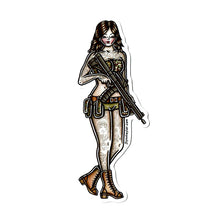 Load image into Gallery viewer, American traditional tattoo flash Tactical Rifle Pinup watercolor sticker.
