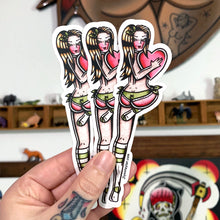 Load image into Gallery viewer, American traditional tattoo flash Valentine Pinup watercolor sticker.
