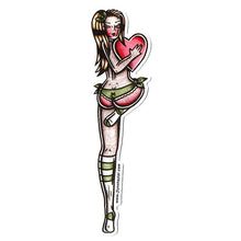 Load image into Gallery viewer, American traditional tattoo flash Valentine Pinup watercolor sticker.
