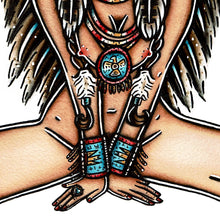 Load image into Gallery viewer, American Traditional Tattoo flash nude Inidan Native American Pinup watercolor Painting.
