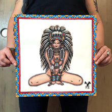 Load image into Gallery viewer, American Traditional Tattoo flash nude Inidan Native American Pinup watercolor Painting.
