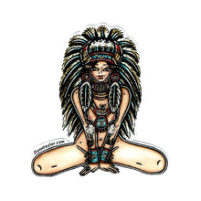 Load image into Gallery viewer, American traditional tattoo flash illustration Victory Headdress Native American Pinup watercolor sticker.
