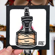 Load image into Gallery viewer, American Traditional tattoo flash Vintage Ink Bottle watercolor painting.
