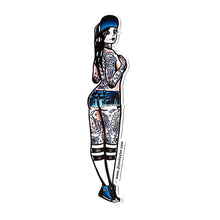 Load image into Gallery viewer, American Traditional tattoo flash West Coast Skateboard Pinup watercolor sticker.
