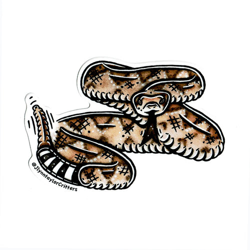 American traditional tattoo flash Western Diamondback Rattlesnake sticker.