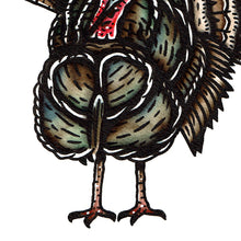 Load image into Gallery viewer, American traditional tattoo flash wildlife illustration Wild Turkey ink and watercolor painting.
