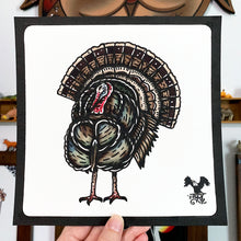 Load image into Gallery viewer, American traditional tattoo flash wildlife illustration Wild Turkey ink and watercolor painting.
