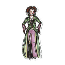 Load image into Gallery viewer, American Traditional tattoo flash Winifred Sanderson witch pinup watercolor sticker. 
