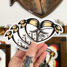 Load image into Gallery viewer, American Traditional tattoo flash Yellow Scrunch Butt Booty Heart watercolor sticker.
