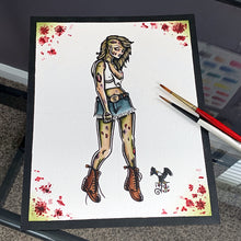 Load image into Gallery viewer, American Traditional tattoo flash sexy zombie pinup spitshade painting.

