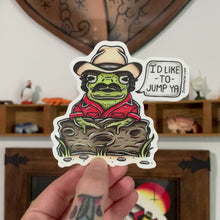 Load and play video in Gallery viewer, American Traditional tattoo flash illustration Burt Reynolds Bandit Frog watercolor sticker.
