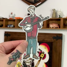 Load and play video in Gallery viewer, American traditional tattoo flash David Akeman (Stringbean) watercolor sticker.
