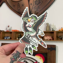 Load and play video in Gallery viewer, American traditional tattoo flash Illustration Eagle Skateboard Pinup watercolor sticker.
