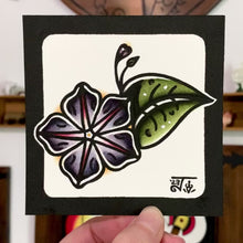 Load and play video in Gallery viewer, Ameerican traditional tattoo flash Morning Glory Flower watercolor painting.
