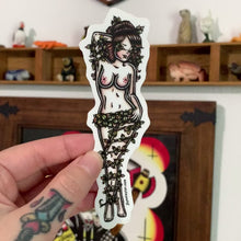 Load and play video in Gallery viewer, American traditional tattoo flash Poison Ivy Pinup watercolor sticker.
