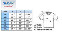 Load image into Gallery viewer, T-shirt size chart.
