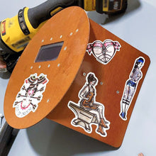 Load image into Gallery viewer, American Traditional tattoo flash West Coast Skateboard Pinup watercolor sticker.
