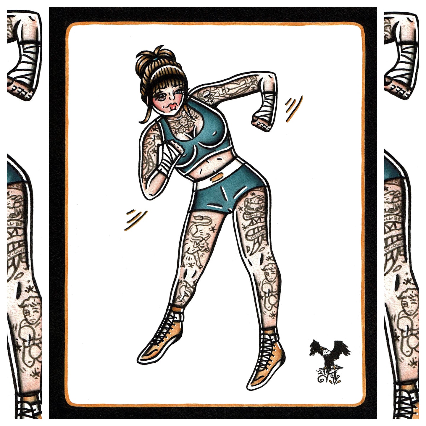 Bare Knuckle Boxer Pinup Original Painting